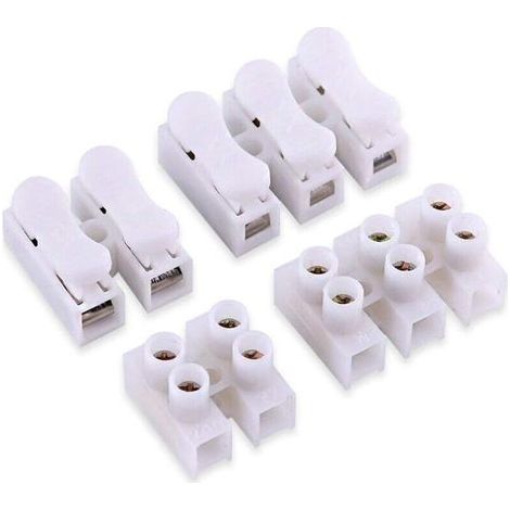 Connecteur À Ressort CH2 Blanc Pour Câblage LED – Borne De Connexion Rapide Pour Bande Lumineuse Et Lustres – 60 Pièces (1/4)