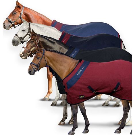 155 cm, Bordeaux et bleu: Couverture en coton modèle Maddy 2 pour chevaux (1/5)