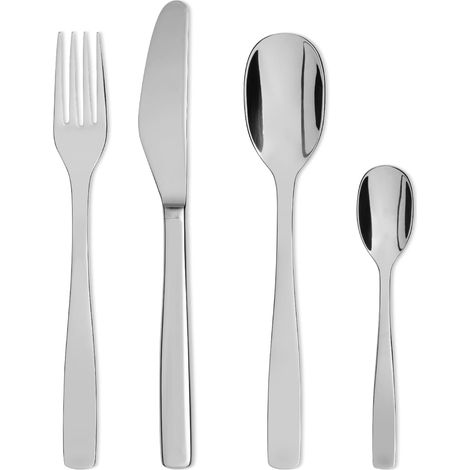Alessi KnifeForkSpoon AJM22S24M Servizio Completo di Posate di Design, 24 Pezzi in Acciaio Inox (1/4)