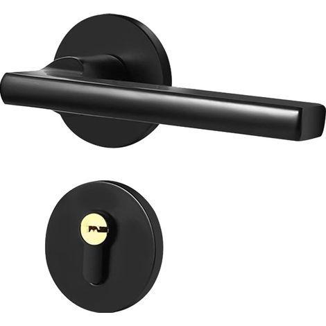 Levier de Poignée de Porte Simple, Poignée de Porte Noire BB WC PZ Design Poignée de Porte Intérieure Poignée de Porte en Aluminium avec un Design Rond Mince et Contemporain (1/5)