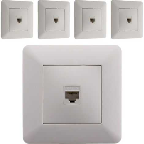 Lot de 5 prises RJ45 Blanc - Artezo