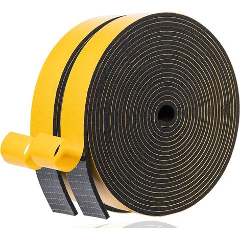 Ruban d'étanchéité pour portes et fenêtres – Bande en mousse et joint en caoutchouc (20 x 3 mm / 10 m) – Isolation phonique et protection anti-choc – Noir (1/5)
