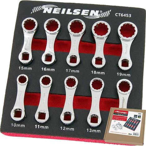 Neilsen 10pc Torque Wrench Spanner Adaptor Set 3/8" Drive Metric 10mm - 19mm (1/2)