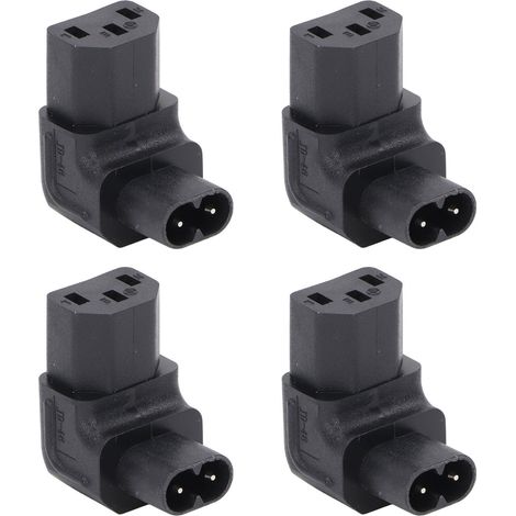 IEC C8 auf C13 90°-Winkeladapter, Stecker auf Buchse für Drucker/Scanner, 250 V – 4er-Pack