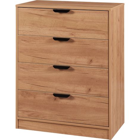 Cassettiera pratico mobile contenitore per ingresso soggiorno camera da letto MDF 90 x 70 x 40 cm effetto rovere 030009317