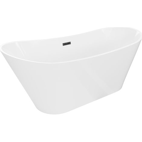 Mexen Dora freistehende Badewanne 150 x 75 cm, weiß, schwarze Überlaufrinne - 52071507500-70 (1/3)
