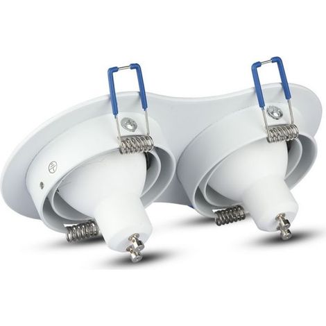 V-TAC VT-783RD Portafaretto led doppio ad incasso in alluminio spazzolato rotondo orientabile colore bianco 2GU10