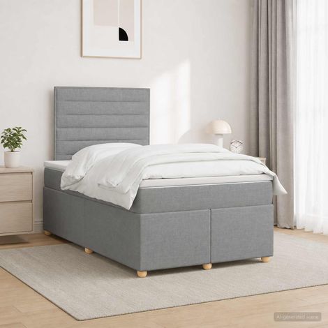 vidaXL Cama box spring con colchón Gris Claro 120 x 190 cm Tela (1/5)