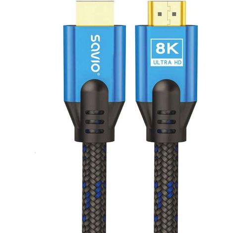 cavo hdmi (m) v2.1, 5m, 8k, rame, blu-nero, punte placcate oro, savio cl-169