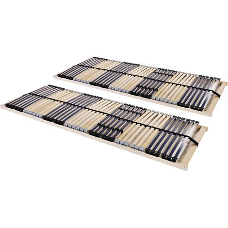 Sommiers à lattes sans matelas 2 pcs avec 42 lattes 90x200 cm vidaXL (1/5)