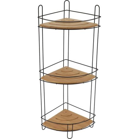 Scaffale angolare in filo di bambù a 3 livelli - bambù nero - Tendance