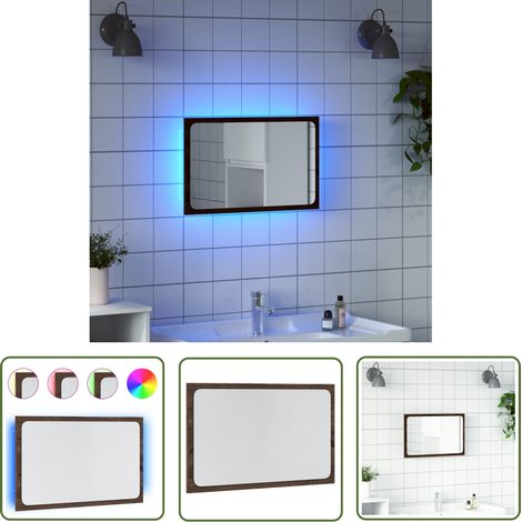 vidaXL LED-Badspiegel Braun Eichen-Optik 60x8,5x38 cm Holzwerkstoff (1/5)