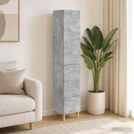 vidaXL Schrankset 2 pcs Betongrau 33 x 34,5 x 90 cm Holzwerkstoff (1/5)
