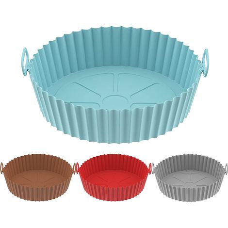 Juego de 4 cestas redondas de silicona de repuesto para freidoras de aire, reutilizables y aptas para lavavajillas. Antiadherentes. Accesorio de cocina ideal.
