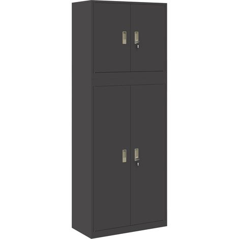 Armadio 2 pz Nero 80 x 40 x 210 cm Acciaio Bloccabile vidaXL (1/5)