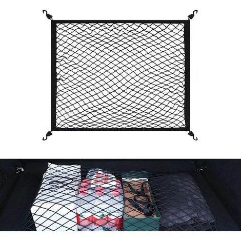 Car Trunk Net 80x60cm Luggage Net with 4 Hooks Elastic Cargo Net Cargo Net Organizer Car Storage Mesh for Trucks, SUVs (1/5)