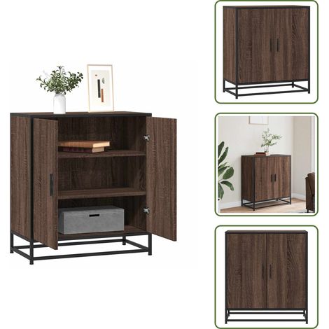 Estantes - vidaXL Aparador madera ingeniería y metal marrón roble 68x35x76 cm - Almacenamiento hogar