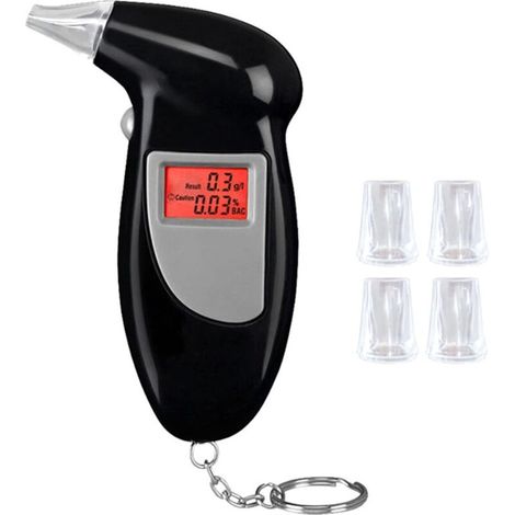 Ethylotest Electronique, Esteur d'alcool Professionnel, Alcootest Electronique avec 5 Embouts Buccaux et LCD D'Affichage, Capteur à Semi-conducteur Sensibilité (1/5)