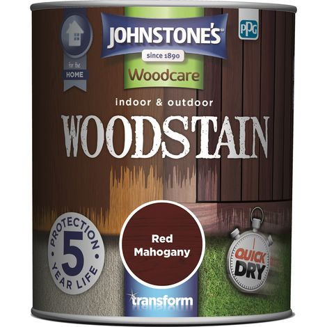 Johnstones Woodcare Indoor and Outdoor Woodstain Paint - 750ml - Red Mahogany