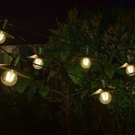 Smart Garden 8 Solar Vivo 365 String Lights Black Saucer Filament Bulb Bright