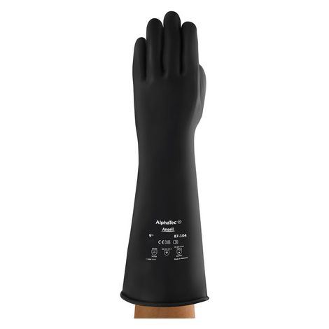 Gants de manutention Ansell AlphaTec 87-104 taille 8.5, Résiste aux produits chimiques, 1 Paire, Noir ( Prix pour 1 paire )
