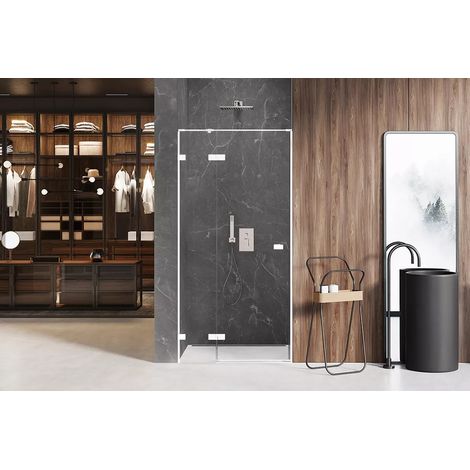 Porte de douche 110 cm blanc pivotante droite SANTORINI WHITE (1/5)