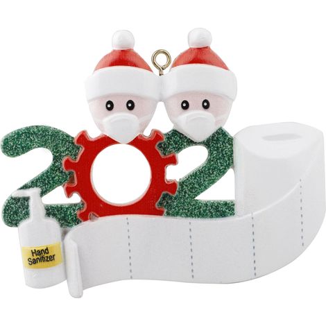 Ornement suspendu de noël, une famille de deux, bricolage, nom de bénédiction, pendentif en résine, décor d'arbre pour cadeau de vacances (1/4)