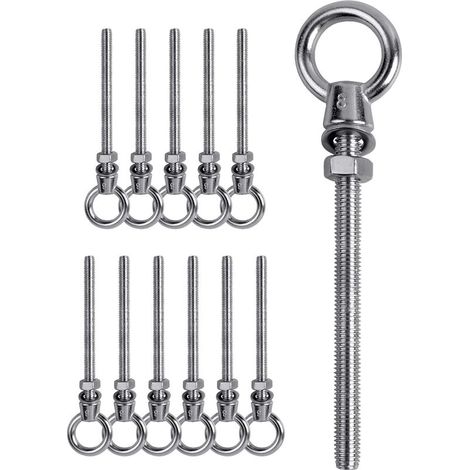 12 PCs Boulon à œil , Boulon à œil M8 x 80mm , Anneau de levage M8, Boulon à œil en acier inoxydable 304 , Crochet à visser Boulon à œil M8 (1/5)