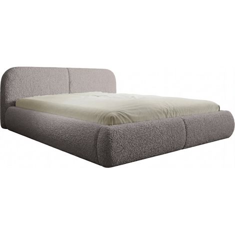 DELORA - Lit coffre tissu chenille Taupe 140x200cm (1/5)