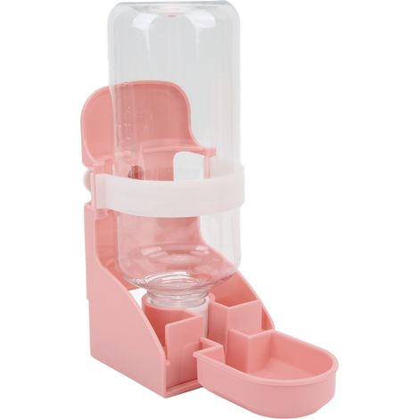 Distributeur d'eau suspendu pour petits animaux de compagnie, 500 ml / 17 oz, bouteille d'eau automatique pour lapins, chinchillas, cochons d'Inde, hérissons et furets, rose (1/5)