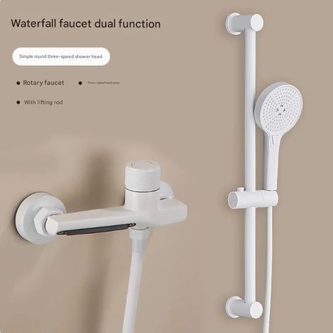 (Blanc D) Robinet de baignoire cascade avec douchette, mitigeur de douche mural pour salle de bain (1/5)