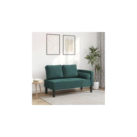 Chaise longue avec coussins vert foncé velours (1/5)