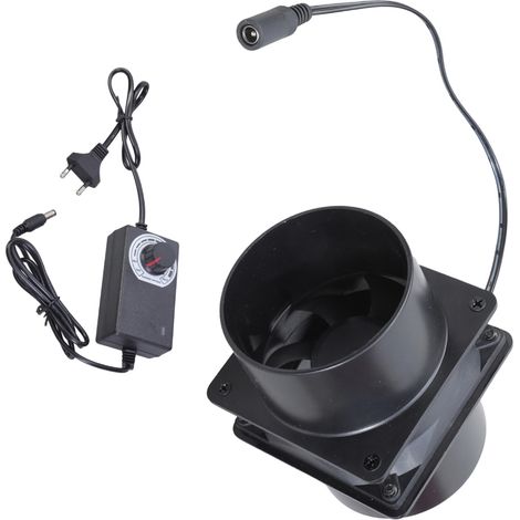 Ventola di scarico da 80 mm con velocità regolabile, 12 V CC, inclusa piastra di collegamento. (1/5)