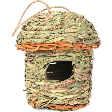 Nid d'oiseau suspendu en osier tressé à la main pour décoration de jardin extérieur (1/5)
