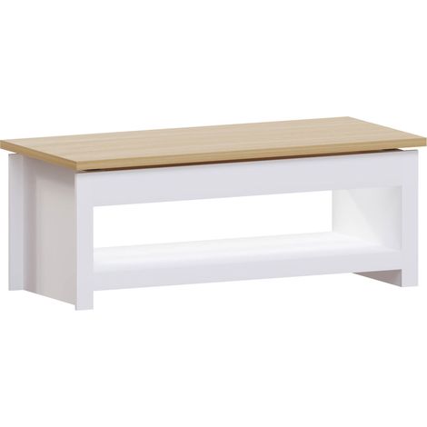 Arlington Sliding Top Coffee Table With Shelf Living Room Furniture, White (1/5)