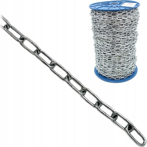 Chaine Metallique Galvanisee A Maillons Courts, Diametre 3 mm, Rouleau, Pour Fixation Et Usage Exterieur Hors Levage