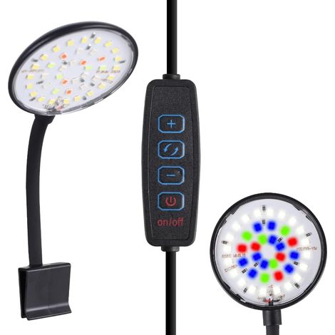 Fish Tank Lights, 8W Mini Clip on Aquarium LED Light with Full Spectrum, Adjustable Brightness Light for Small Freshwater Planted & Saltwater Aquariums (1/5)