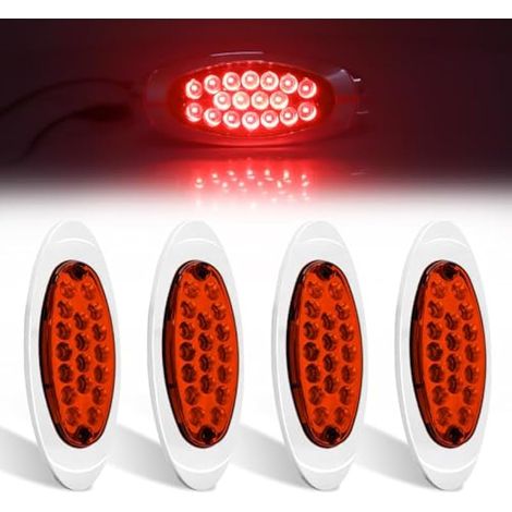 4PCS Feux de Gabarit 12V 24V,18LED Feu de Gabarit Remorque Feux Latéraux pour Remorque, Feux de Gabarit Camping Car 2 Modes(Rouge) (1/5)