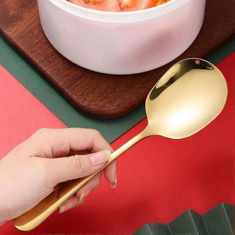 Lot de 3 grandes cuillères de service en acier inoxydable pour buffet, idéales pour la cuisine, les restaurants et les banquets (O (1/5)