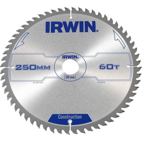 Irwin Circular Saw with 250mm Blade, 60 Teeth, Suitable for Table and Miter Sawing (1/3)