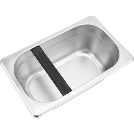 Stainless Steel Ground Coffee Container, Battering Box with Arched Corner, Large Capacity Deep Bowl for Cafes and Milk Tea Shops (1/5)