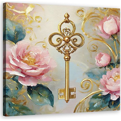 Tableau déco Clé Or Glamour Roses 30x30 (1/5)