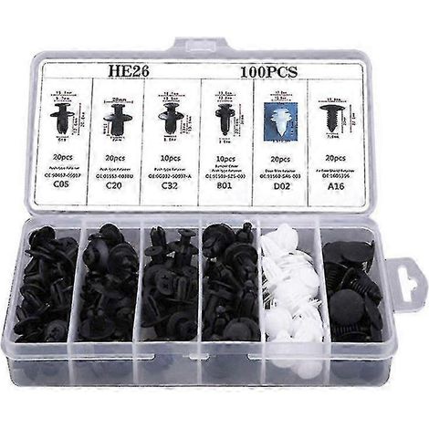 Coffret de 100 attaches de pare-chocs Barsinfi pol, clips de fixation pour voiture, rivets de fixation, édition pièces automobiles (1/5)