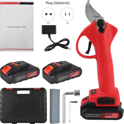 Professionelle kabellose elektrische Gartenschere 30 mm 21 V mit 2 wiederaufladbaren 2000 mAh Lithium-Batterien und bürstenlosem Motor für Gartenarbeit, Obstbau und Landwirtschaft. (1/4)
