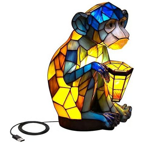 Lampe de table animalière, lampe de chevet singe avec ports USB, lampe de chevet pour salon ou chambre à coucher (1/5)