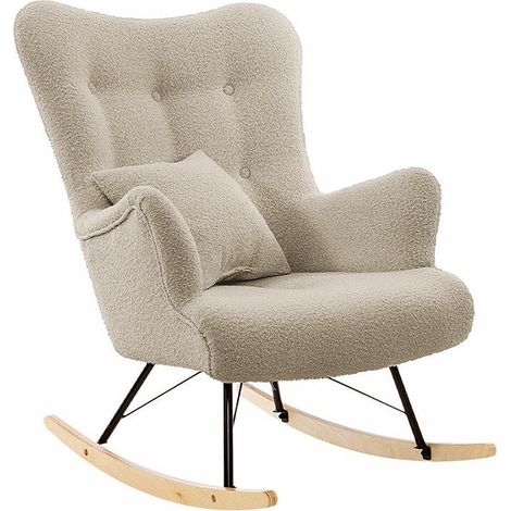 Mecedora Clovis 105, Baloo 2074, 101x76x101cm, Tapiz, Chapa de madera natural, Metálico, De madera
