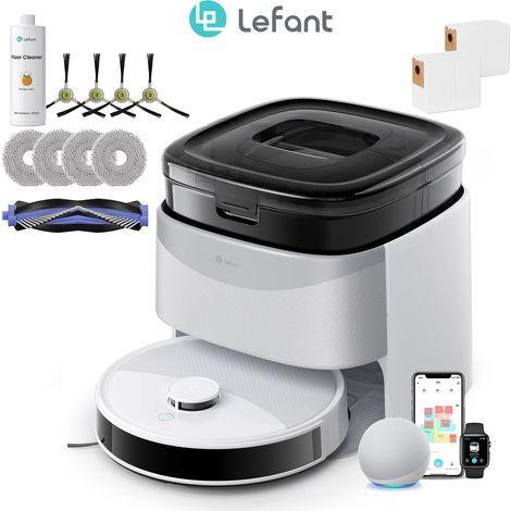 Lefant M3L Saugroboter mit Wischfunktion & Doppelrotierenden Wischtüchern, LiDAR Navigation, 12.000 Pa, Multifunktionsstation, Individuelle Teppichstrategie, App- & Sprachsteuerung, 8 Wochen Hands-Fre