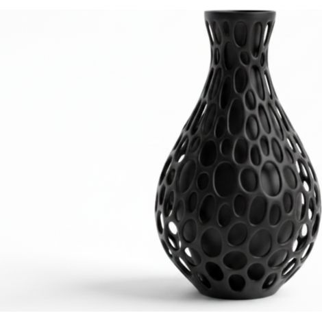 Vase décoratif pour fleurs, ajouré, noir, design moderne (1/3)