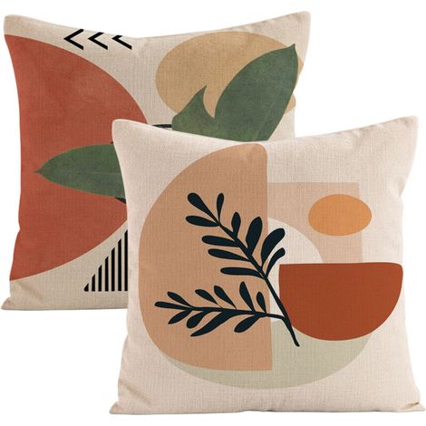 Housses de coussin bohèmes 45x45 cm (lot de 2), motif soleil géométrique, housses de coussin décoratives bohèmes (1/5)