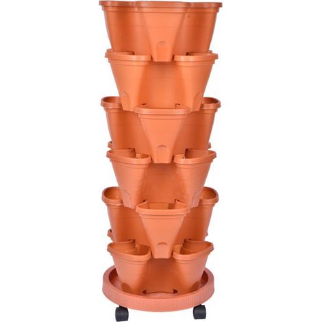 Vaso 3D con 6 fiori + vassoio girevole - Fioriera modulare creativa in plastica per balcone e giardino (1/4)